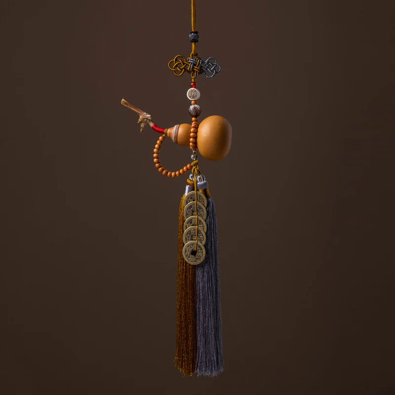 Buddha Stones Feng Shui Coins Gourd Chinese Knot Lucky Coins Five Emperor Money Wealth Tassels Decoration