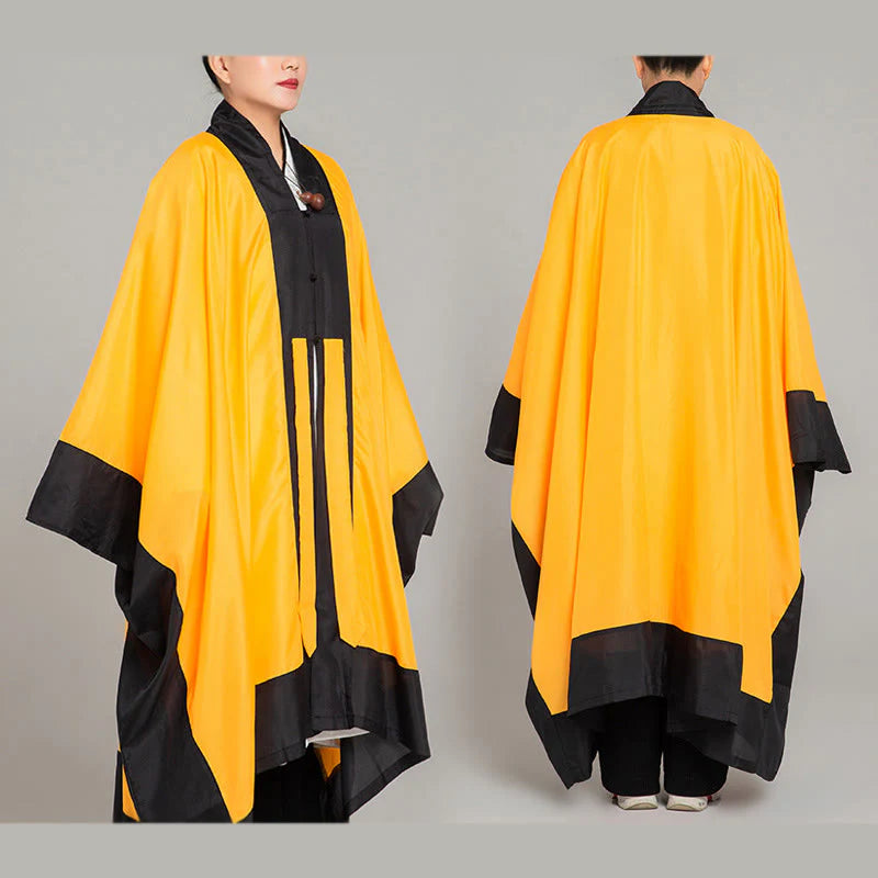 Buddha Stones Wudang Solid Color Long Wide Sleeve Unisex Taoist Robe Kimono For Qigong Tai Chi Ceremony