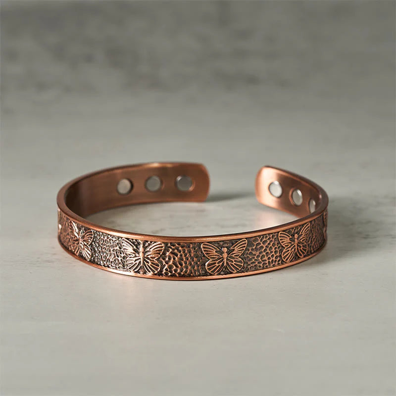 Buddha Stones Copper Open Butterfly Balance Self Care Adjustable Cuff Bracelet Bangle