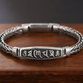 Buddha Stones Tibetan Copper Weave Om Mani Padme Hum Relief Vajra Peace Metal Bracelet