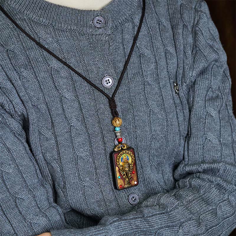 Buddha Stones Tibetan Ganesh Ganpati Elephant Ebony Wood Rope Peace Necklace Pendant