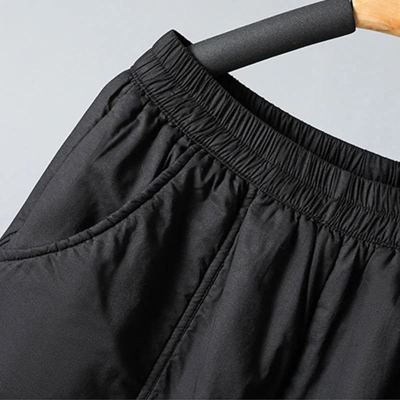 Buddha Stones Winter Elastic Waist Cotton Thermal Women's Cropped 7-8 Length Harem Pants With Pockets