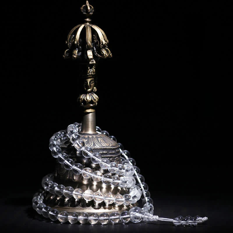 Buddha Stones 108 Clear Quartz Beads Protection Mala