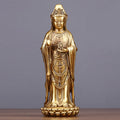Buddha Stones Kwan Yin Avalokitesvara Holding The Dharma Wheel Wealth Brass Copper Statue Decoration