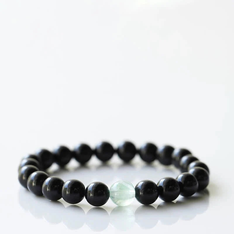 Buddha Stones Black Tourmaline Crystal Zodiac Animal Design Resilience Bracelet