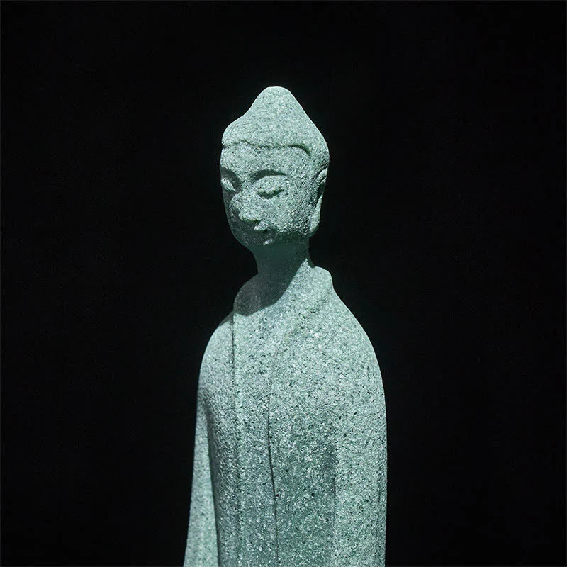 Buddha Stones Meditation Buddha Statue Sandstone Home Figure Desk Decoration 6*4.5*9.5cm