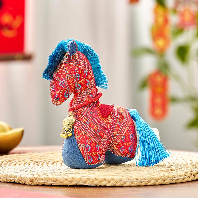 Buddha Stones Year Of The Horse Red String Embroidery Ingot Tassel Decoration