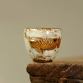 Buddha Stones Handcrafted Golden Arowana Koi Fish Ceramic Teacup Kung Fu Tea Cup Teapot