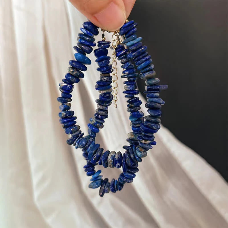 Buddha Stones Natural Irregular Design Lapis Lazuli Lazurite Positive Bracelet