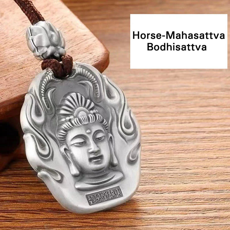 Buddha Stones Chinese Zodiac Natal Buddha Om Mani Padme Hum Lotus Compassion Necklace Pendant