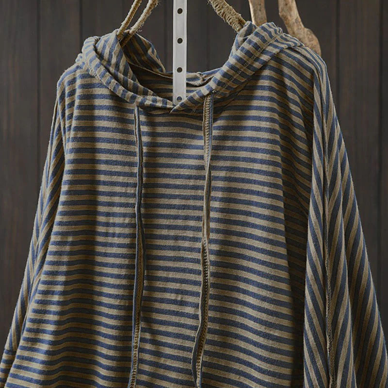 Buddha Stones Spring Striped Pattern Long Sleeve Women's Cotton Hoodie