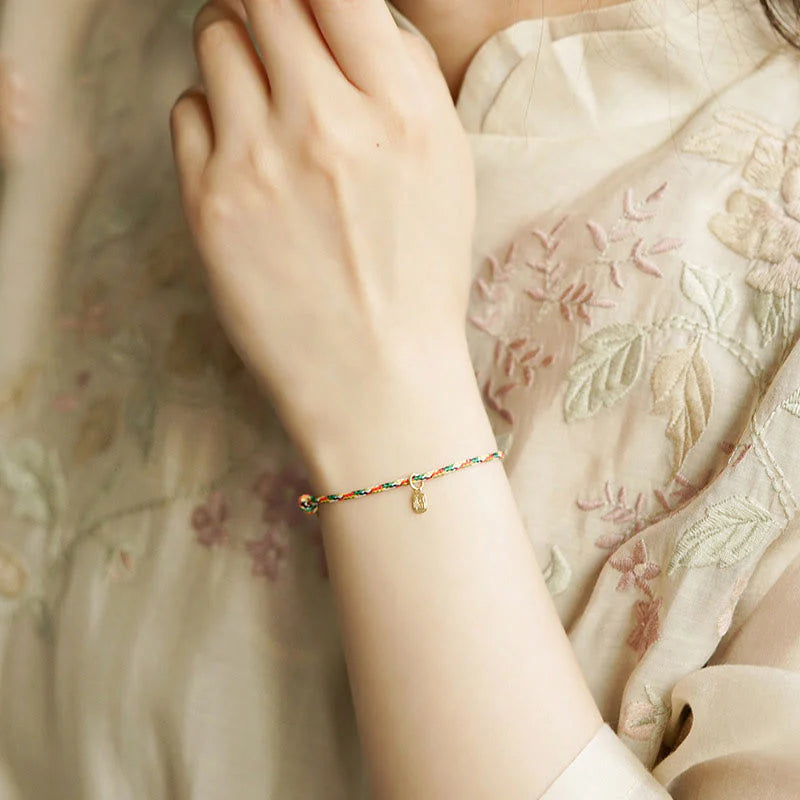 Buddha Stones Auspicious Fu Character Peace And Joy Luck Handmade Multicolored Child Adult Bracelet