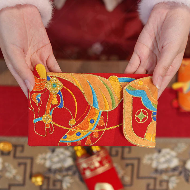 Buddha Stones Embroidery Year Of The Horse 2026 New Year Tassel Chinese Red Envelope