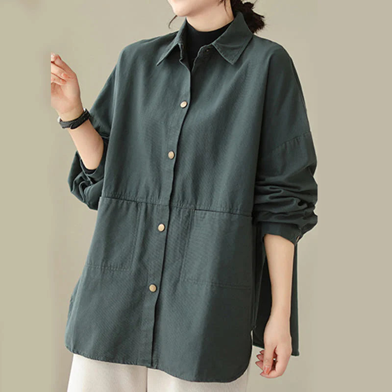 Buddha Stones Casual Solid Color Women's Long Sleeve Jacket With Pockets