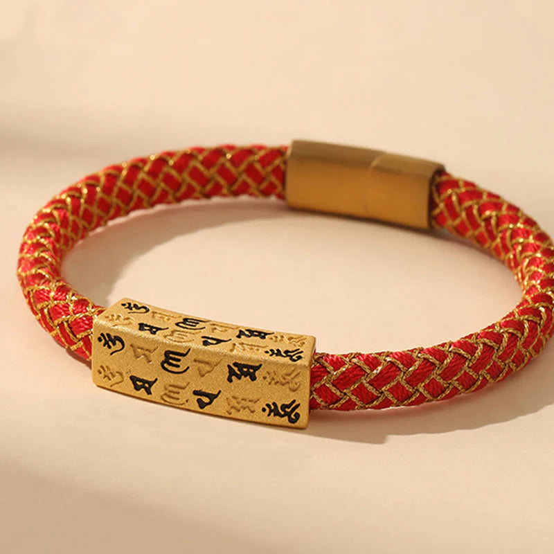 Buddha Stones Tibetan Om Mani Padme Hum Various Colors Rope Gold Thread Diamond Knot Luck Buckle Bracelet