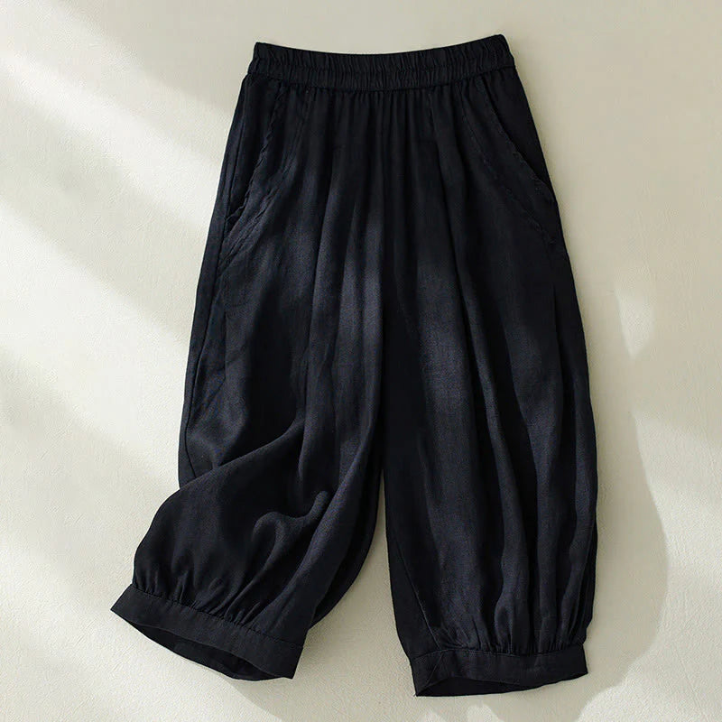 Buddha Stones Commute Pure Color High Waist Women's Harem Pants With Pockets