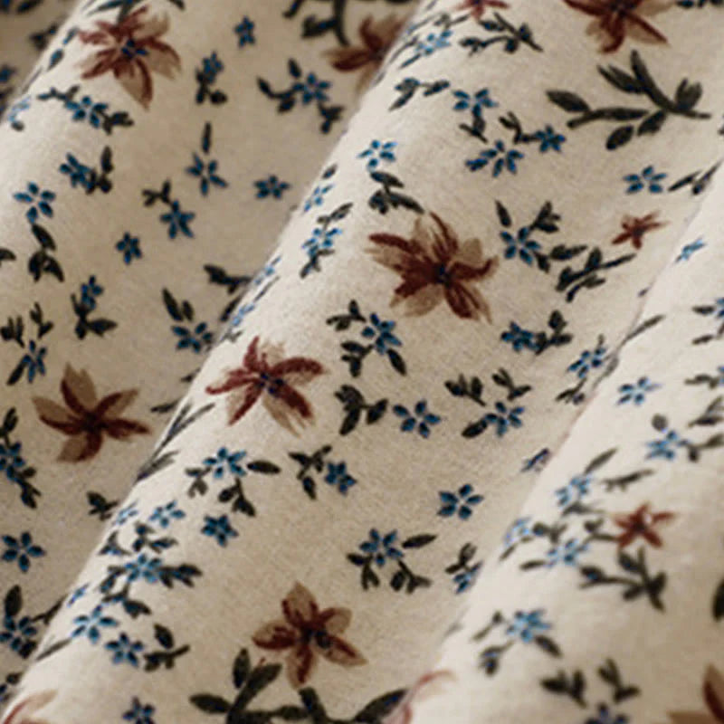 Buddha Stones Fall Floral Print Buttons Down Design Women's Cotton Long Sleeve Shirt