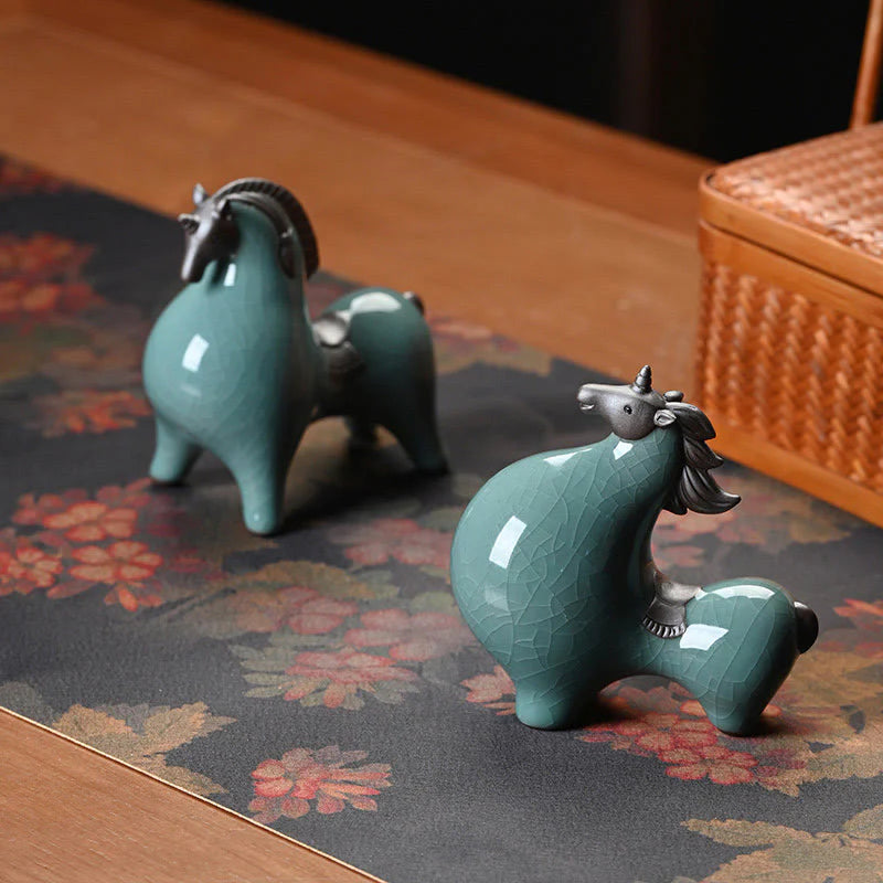 Buddha Stones Head Down Up Horse Ceramic Success Freedom Home Decoration