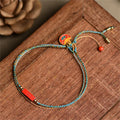 Buddha Stones Handmade Cinnabar As One Wishes Blessing Braid Double Layer Bracelet