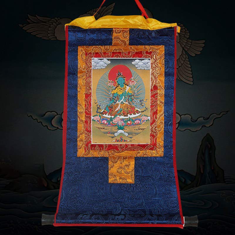 Buddha Stones Tibetan Framed Thangka Blessing Protection Decoration (Extra 30% Off | USE CODE: FS30)