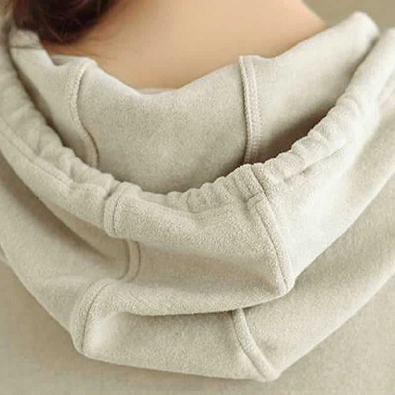 Buddha Stones Winter Solid Color Cotton Long Sleeve Women's Hoodie Has Hood