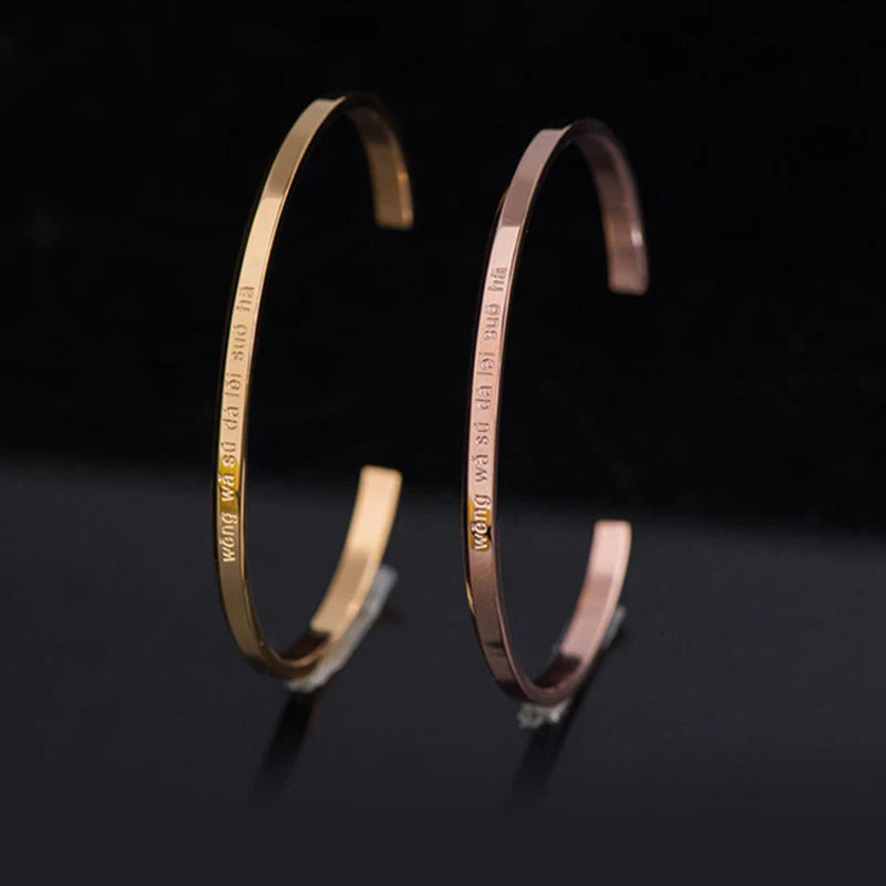 Buddha Stones Six True Words Engraving Titanium Steel Blessing Protection Bracelet