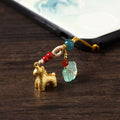 Buddha Stones Year of the Horse Copper Cinnabar Blue Chalcedony Red Agate Liuli Luck Phone Hanging Decoration