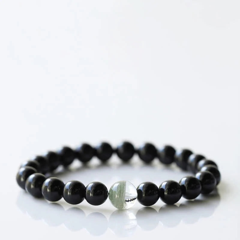 Buddha Stones Black Tourmaline Crystal Zodiac Animal Design Resilience Bracelet