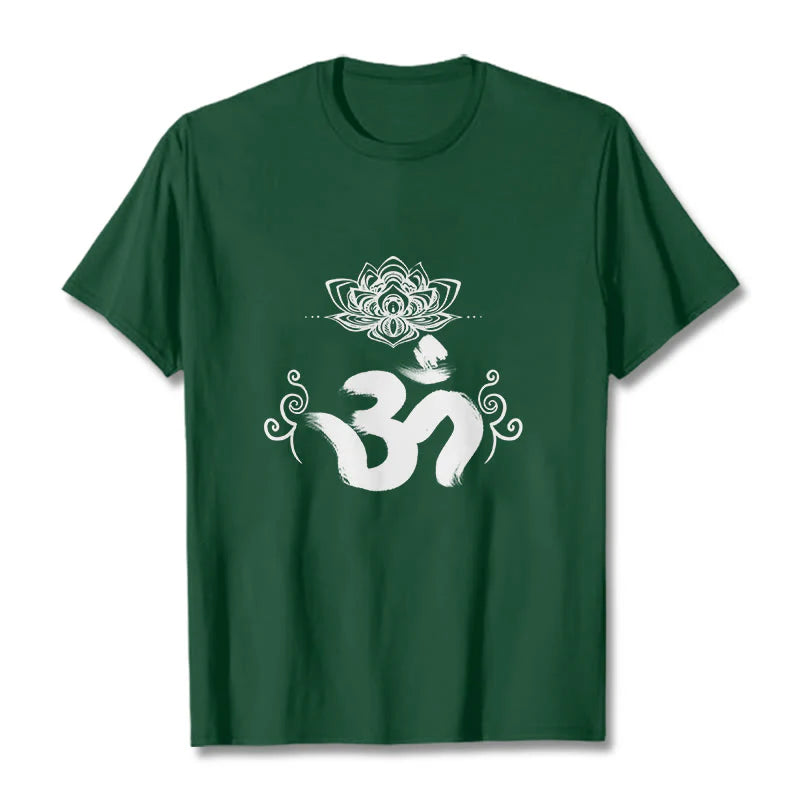 Buddha Stones Om Symbol Sanskrit Floral Tee T-shirt