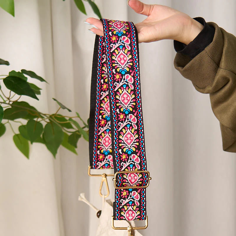 Buddha Stones Bohemian Flower Geometric Stripes Embroidery Adjustable Handbags Crossbody Shoulder Bag Purse Straps Replacement