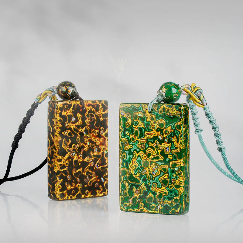 Buddha Stones Handcrafted Lacquer Craft Sandalwood Protection Pendant Necklace