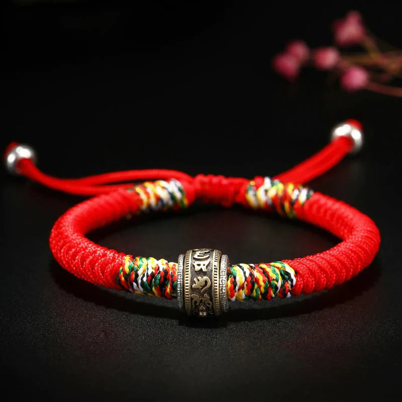Buddha Stones 925 Sterling Silver Om Mani Padme Hum King Kong Knot Faith Bracelet