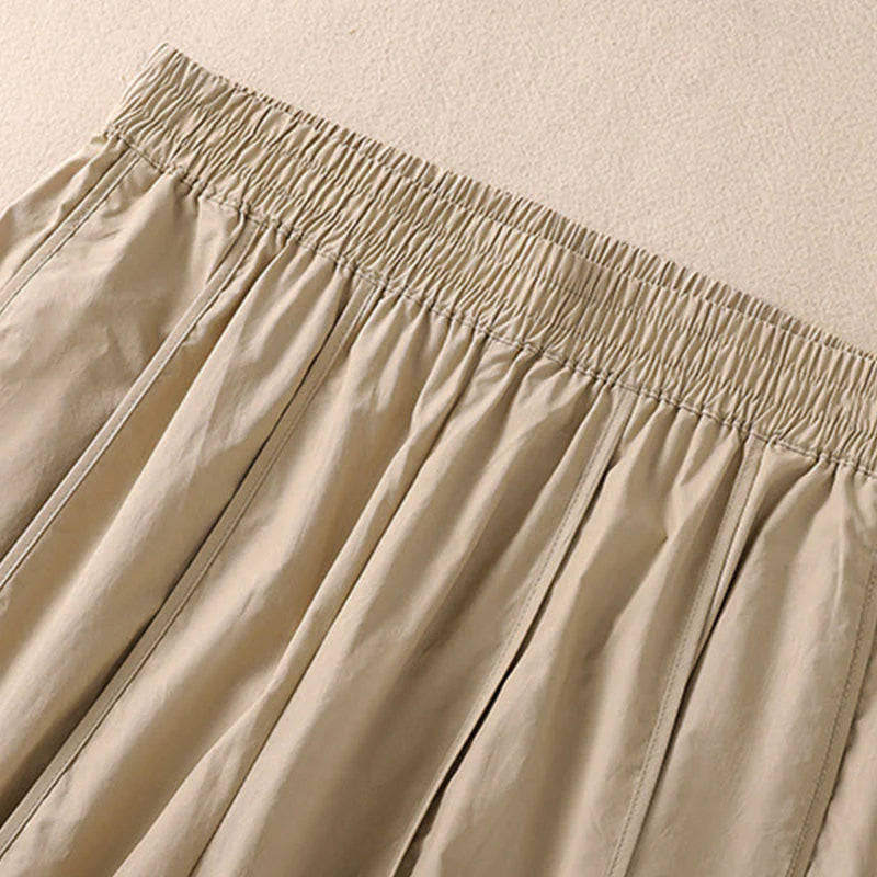 Buddha Stones Summer Simple Pure Color High Waisted Pleated Women's Harem Pants With Pockets