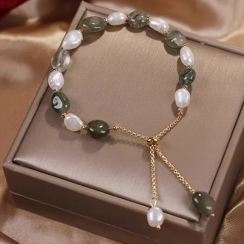 Buddha Stones Natural Blue Aventurine Crystal Pearl Bead Healing Bracelet (Extra 35% Off | USE CODE: FS35)