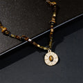 Buddha Stones Natural Tiger Eye Square Protection Titanium Steel Necklace Pendant