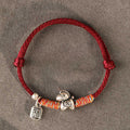 Buddha Stones 999 Sterling Silver Year Of The Horse Fu Character Charm String Braided Luck Bracelet