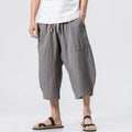 Buddha Stones Summer Casual Simple Plain Design 7-8 Length Men's Drawstring Pants With Pockets