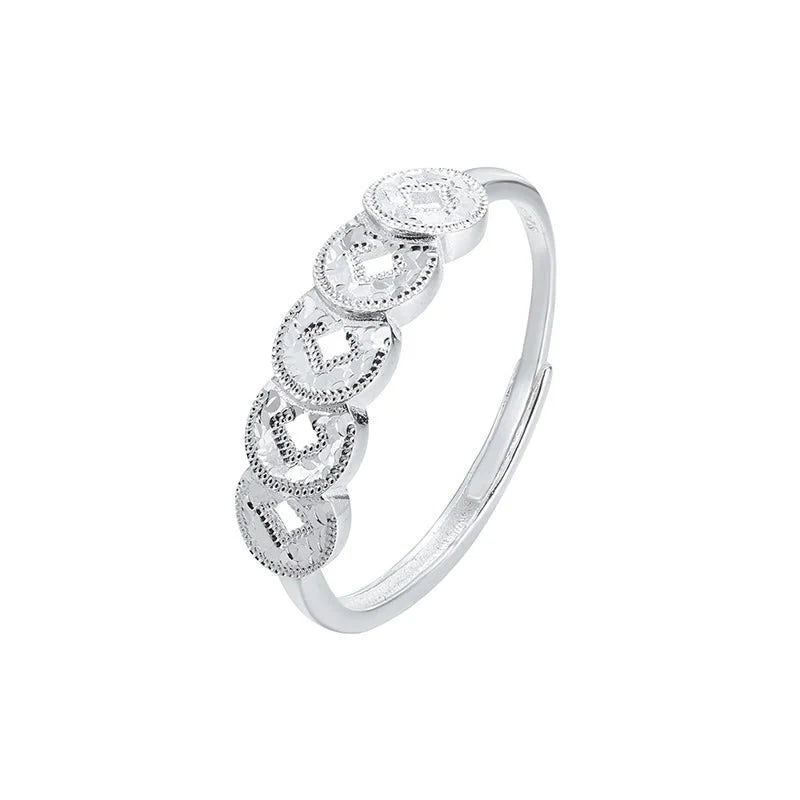 Buddha Stones 925 Sterling Silver Five-Emperor Coins Protection Ring Bracelet Necklace Pendant
