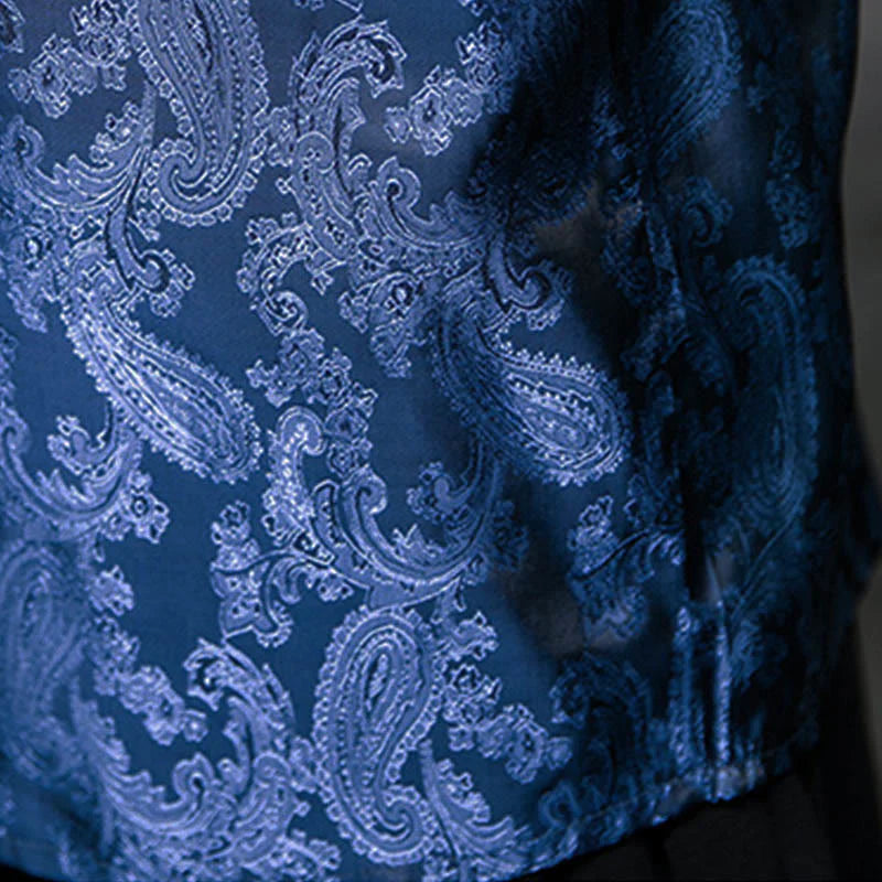Buddha Stones Summer Cashew Flowers Pattern Men's Frog-Button Half Sleeve Shirts