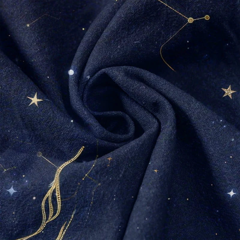 Buddha Stones Pure Cotton Starry Sky Ocean Mythical Beast Pattern Women's Elastic Waist Pants With Pockets