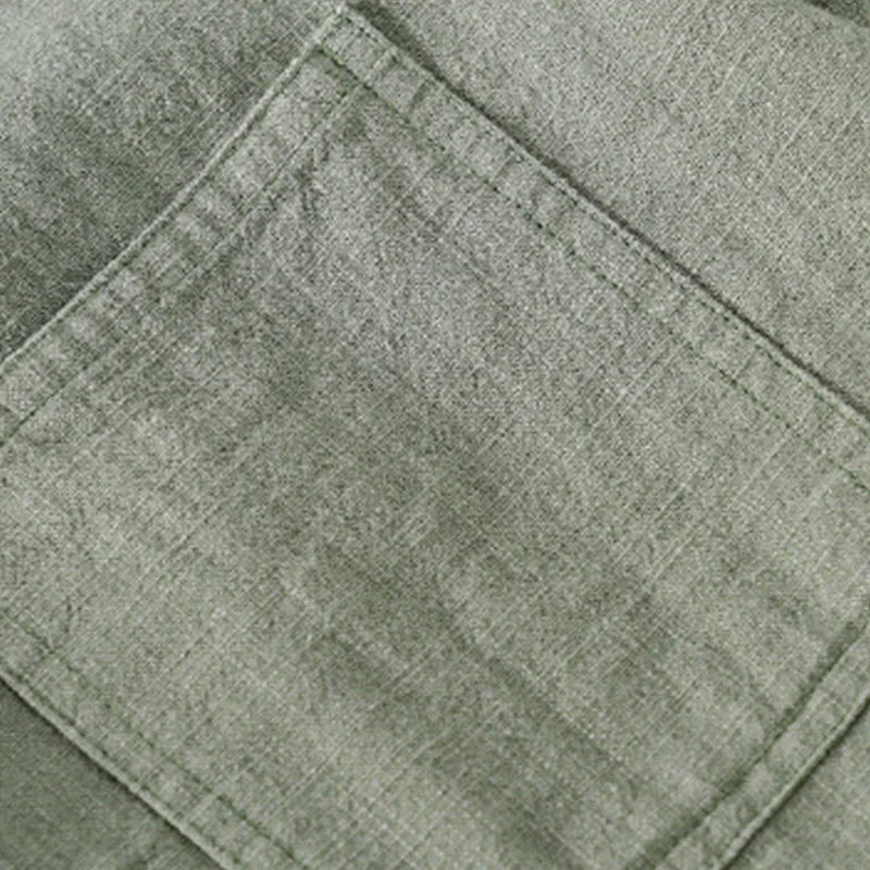 Buddha Stones Commute Fall Solid Color Lapel Men's Long Sleeve Cotton Linen Shirt With Pocket