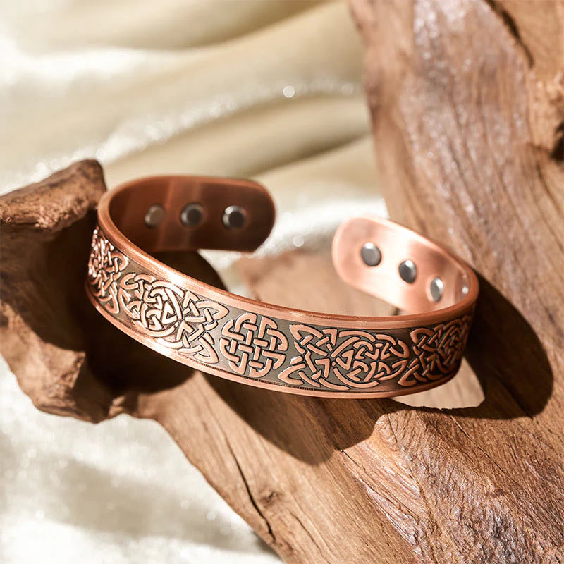 Buddha Stones Copper Abstract Line Pattern Open Luck Cuff Bracelet Bangle Ring