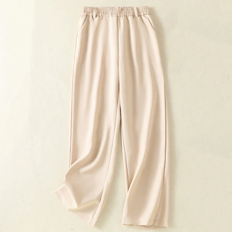 Buddha Stones Vintage Elastic Waistband Design Drawstring Women's Cotton Pants With Pockets