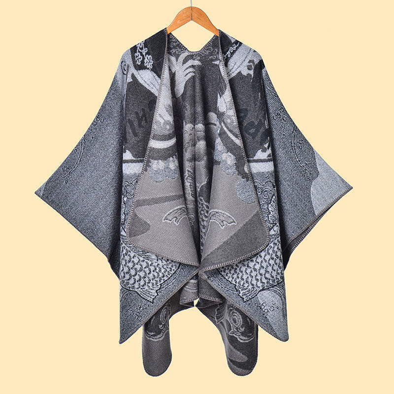 Buddha Stones Winter Koi Fish Waves Pattern Warm Cozy Scarf Shawl
