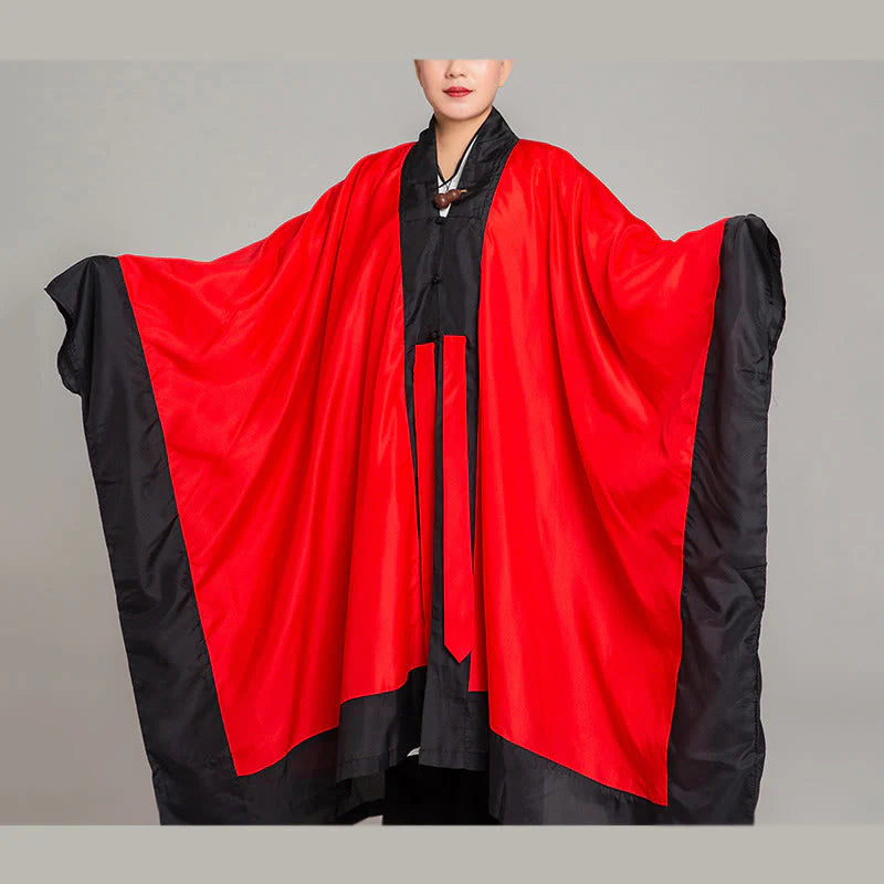 Buddha Stones Wudang Solid Color Long Wide Sleeve Unisex Taoist Robe Kimono For Qigong Tai Chi Ceremony
