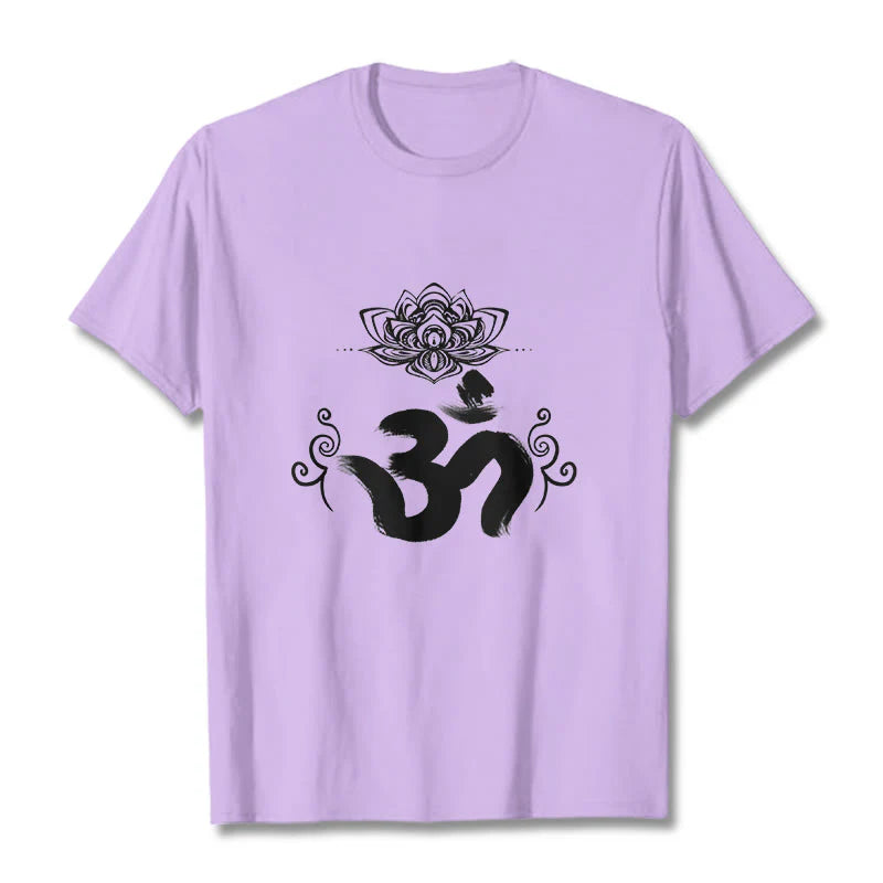 Buddha Stones Om Symbol Sanskrit Floral Tee T-shirt