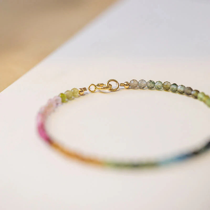 Buddha Stones 2.5mm Natural Tourmaline Ultra-thin Beads Positive Bracelet