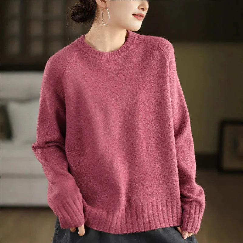 Buddha Stones Winter Crew Neck Warm Long Sleeve Women's Cotton Knitted Sweater