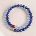 Buddha Stones Lapis Lazuli Aquamarine Red Agate Double Wrap Design Balance Bracelet