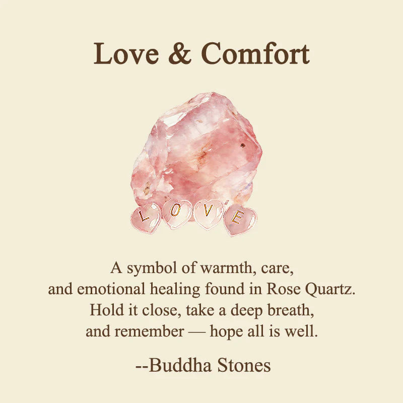 Buddha Stones 4Pcs Love & Comfort Heart Pattern Natural Rose Quartz Healing Crystal Stone Decor
